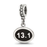 Sterling Silver Reflections Black Enameled Half Marathon Dangle Charm